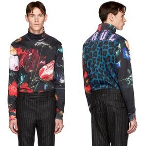 PAUL SMITH Multicolor Floral New Masters Turtleneck S Leopard Print Long Sleeve